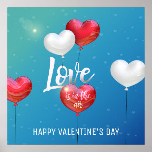 Love Is In The Air Valentine Balloons Poster Print