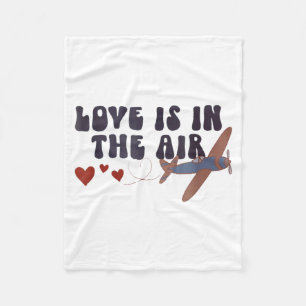 Love Is In The Air Valentine’s Airplane  Fleece Blanket