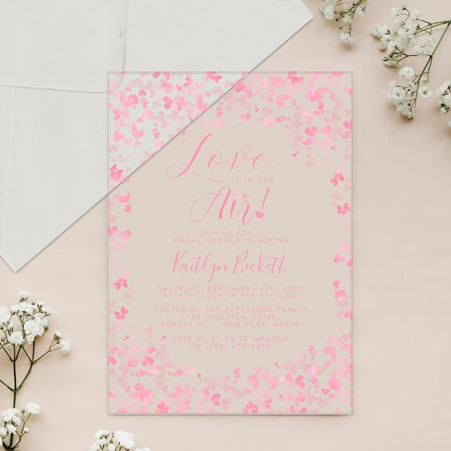 Love Is In The Air Valentine's Day Bridal Shower Acrylic Invitations (Creator Uploaded)
