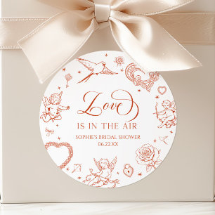 Love Is In The Air Valentine's Day Bridal Shower Classic Round Sticker