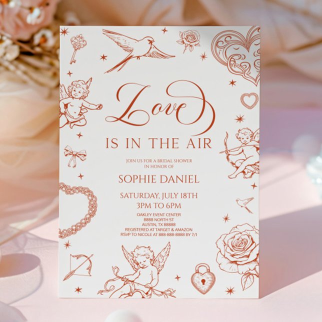 Love Is In The Air Valentine's Day Bridal Shower Invitation (Creator Uploaded)