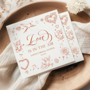 Love Is In The Air Valentine's Day Bridal Shower Napkin
