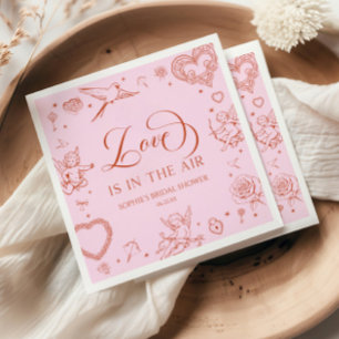 Love Is In The Air Valentine's Day Bridal Shower Napkin