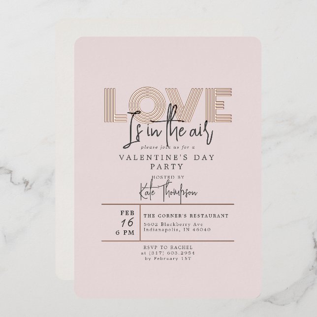 Love is in the Air Valentine's Day Party Rose Gold (Front/Back)