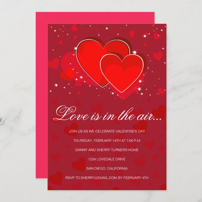 Love is in the air Valentine's Party Invitation (Front/Back)