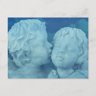 Love is in the Air, Vintage Stone Angels Kissing Postcard