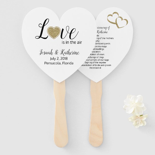 Love is in the Air Wedding Program Fan (Front and Back)