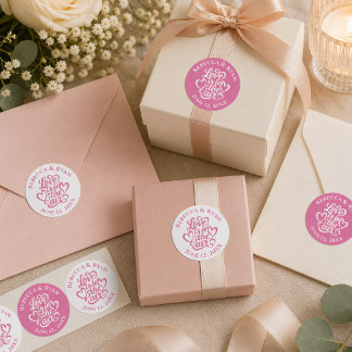 Love is in the Air Wedding Reception Classic Round Sticker