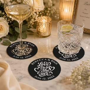 Love is in the Air Wedding Reception Round Paper Coaster