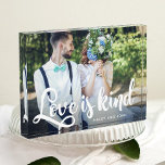 Love is Kind Photo and Name<br><div class="desc">Inspirational Love is Kind Custom Photo and Personalised Name Keepsake Photo Block.</div>