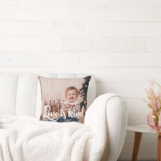 Love is Kind Script with Name and Photo Cushion