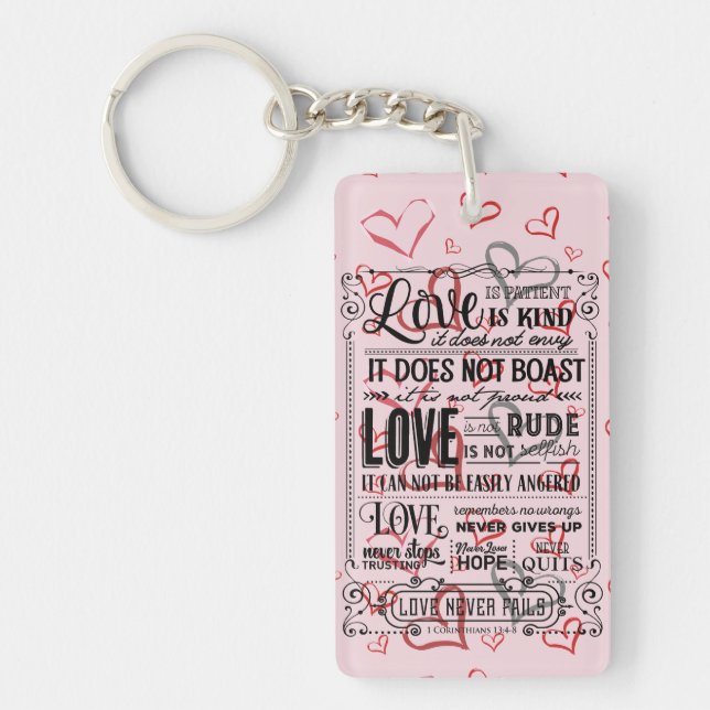 Love Is Kind With Hearts Key Ring (Front)