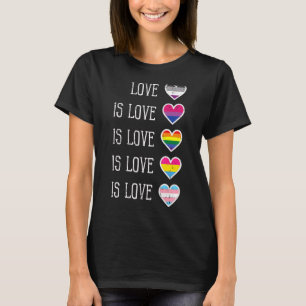 Love Is Lgbtq Pride Ally Hearts Lesbian Gay Bisexu T-Shirt