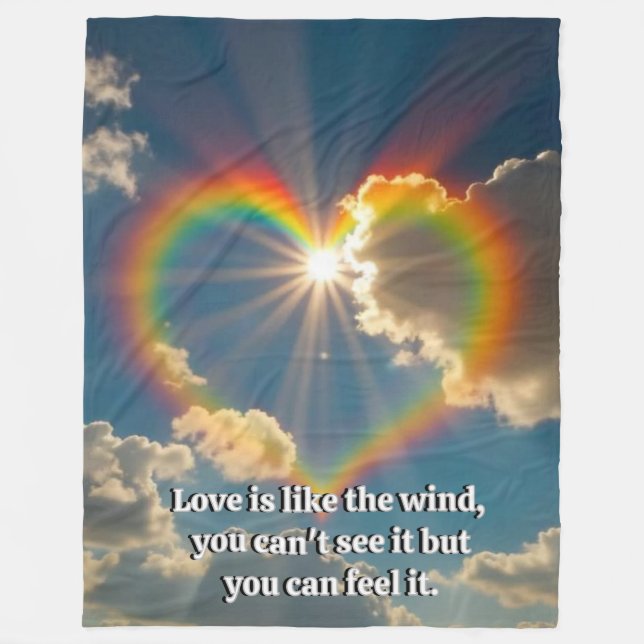 Love Is Like the Wind Large– Romantic Quote Cosy Fleece Blanket (Front)