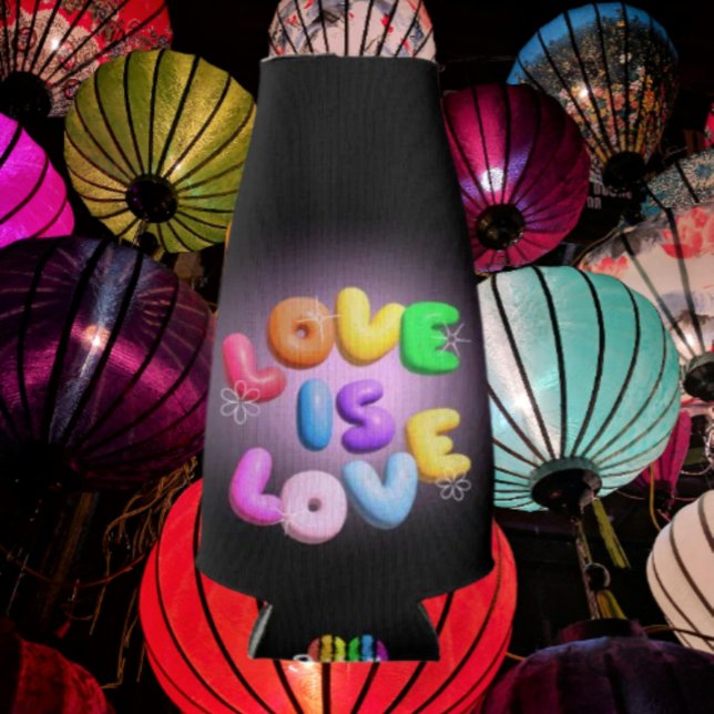 Love Is Love 3D Rainbow Pride Bottle Cooler (Creator Uploaded)