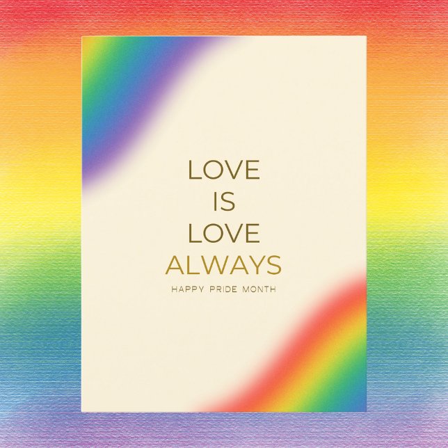 Love Is Love Always Minimalist Rainbow Postcard (Creator Uploaded)