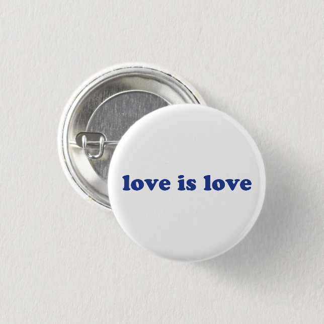 "Love is love" blue letters - 3 Cm Round Badge (Front & Back)
