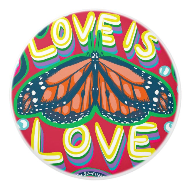 Love is Love Butterfly Ceramic Knob (Front)