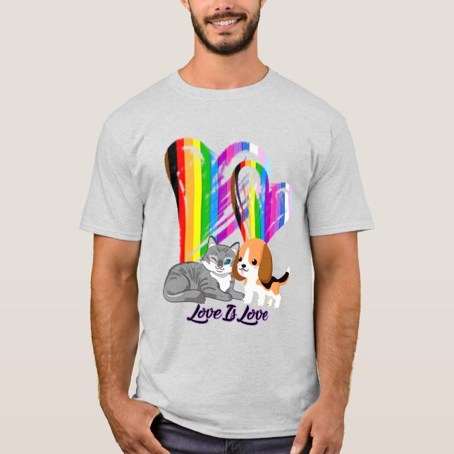Love Is Love Cat & Dog - LGBTQ+ Pet Owner T-Shirt (Front)