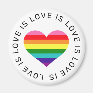 Love is Love Circle Text Rainbow Heart Magnet