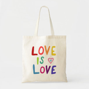 LOVE IS LOVE Colorful Handlettered PRIDE  Tote Bag