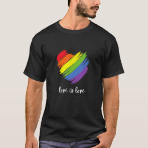 Love is Love Colorful Heart Graphic Rainbow Pride  T-Shirt