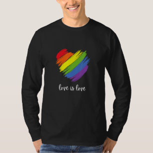 Love is Love Colorful Heart Graphic Rainbow Pride  T-Shirt