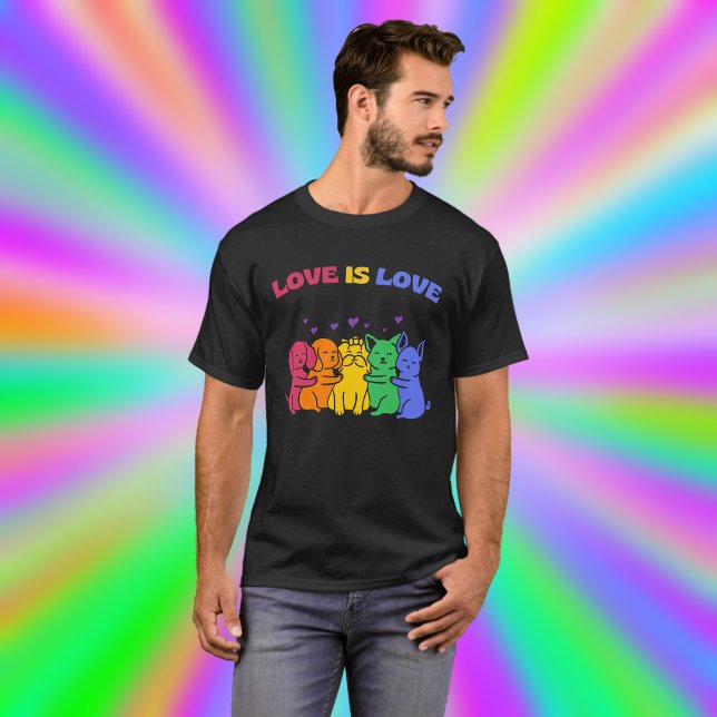 Love is Love Colourful Cats Dogs LGBT pride T-Shirt (Creator Uploaded)