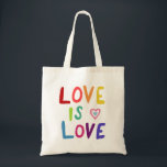 LOVE IS LOVE Colourful Handlettered PRIDE  Tote Bag<br><div class="desc">Change the colours of this customisable tote. Hand drawn by me for you. Check my shop for more designs or let me know if you'd like something custom!</div>