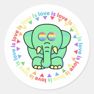 Love is love Cute Elephant LGBT Pride Month Classic Round Sticker