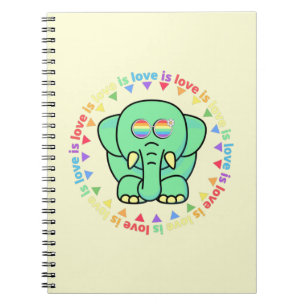 Love is love Cute Elephant LGBTQ Pride Notebook