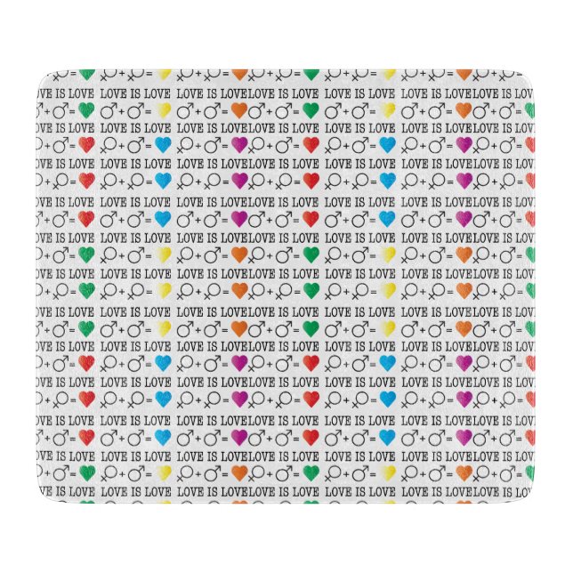 LOVE is LOVE equality quote in rainbow colours Cutting Board (Front)