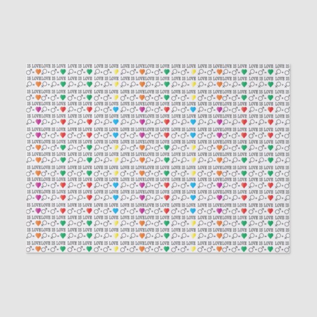 LOVE is LOVE equality quote in rainbow colours Tissue Paper (Front)