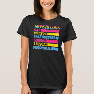 Love Is Love Gay Bisexual Transgender Asexual Pans T-Shirt