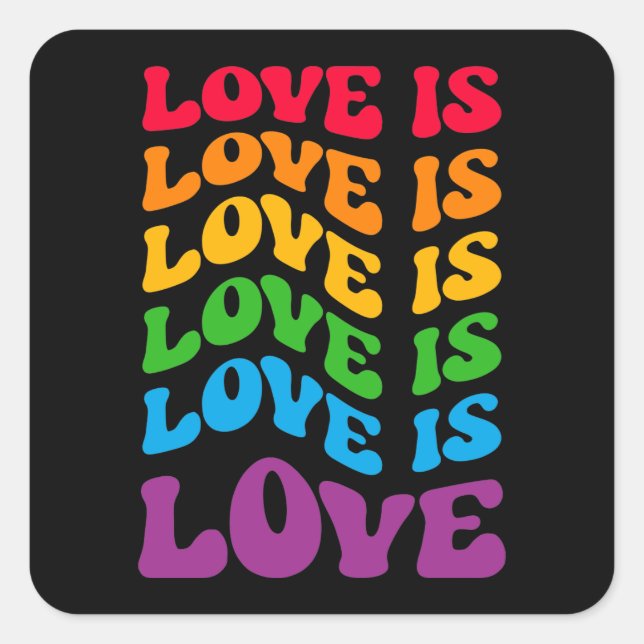 Love Is Love Gay LGBT Square Sticker (Front)