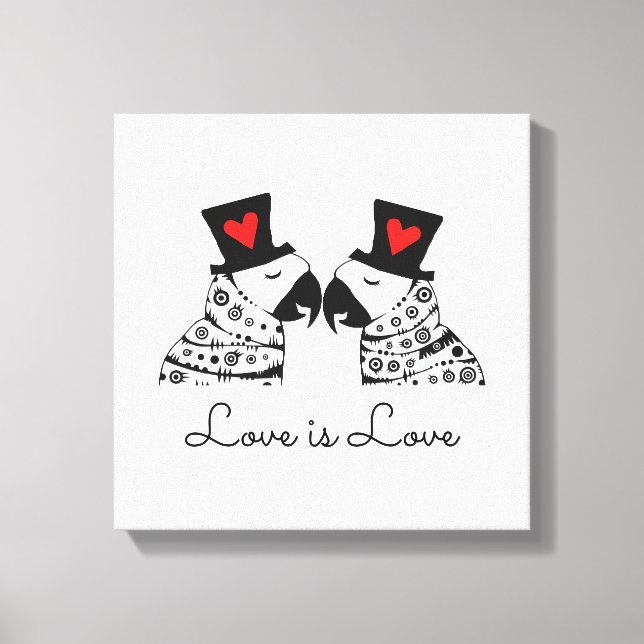 Love Is Love Gay Parrots Canvas Print (Front)