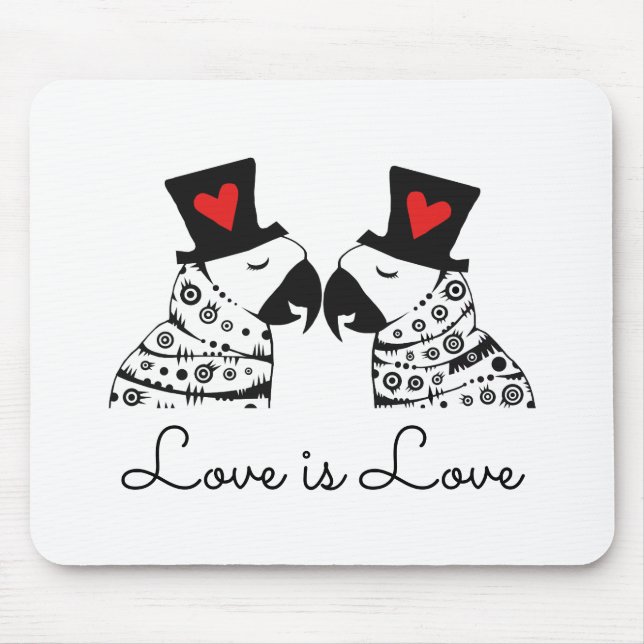 Love Is Love Gay Parrots Mouse Pad (Front)