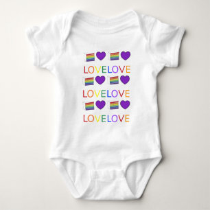 LOVE IS LOVE Gay Pride Rainbow Cake LGBT Heart Baby Bodysuit