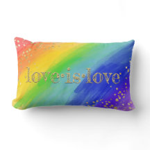 Love is Love Gold Typography Watercolor Rainbow
