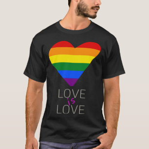 Love is Love heart in rainbow colours LGBT T-Shirt