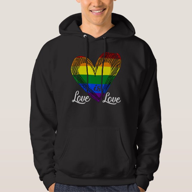 Love Is Love Heart Lgbt Pride Gay Lesbian Hoodie (Front)