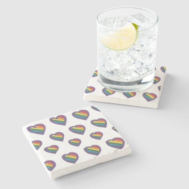 Love is Love Heart pattern Stone Coaster (Side)