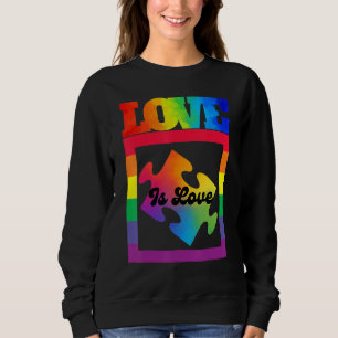 Love is Love Jigsaw Rainbow LGBT Gay Lesbian Bi Tr Sweatshirt