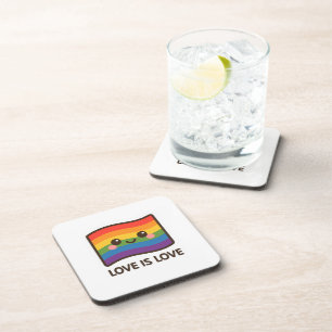 Love is Love – Kawaii Rainbow Design Coaster