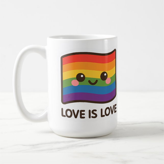 Love is Love – Kawaii Rainbow Design Coffee Mug (Left)