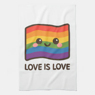 Love is Love – Kawaii Rainbow Design Tea Towel