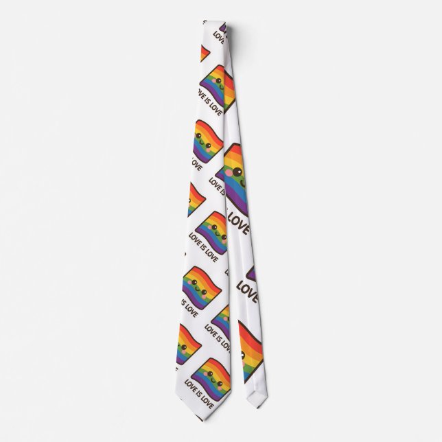 Love is Love – Kawaii Rainbow Design Tie (Front)