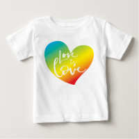 LOVE IS LOVE LBGT rainbow heart white lettering