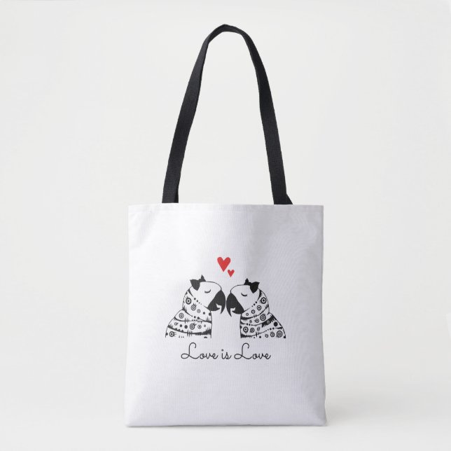 Love Is Love Lesbian Parrots Tote Bag (Front)