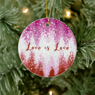 Love is Love Lesbian Pride Flag Colours LGBT Ceramic Tree Decoration